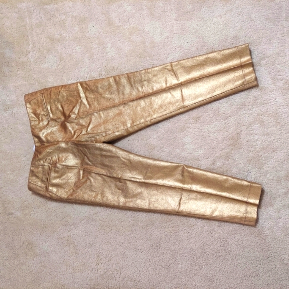 Gold Metallic Tailored Pants